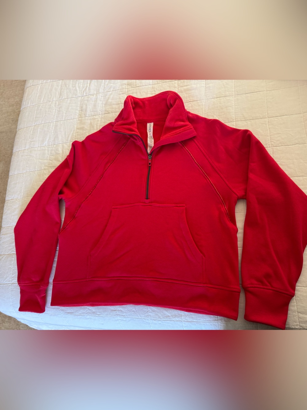 Jockey Women’s Red Oversized Funnel Neck,  Scuba Style, Half Zip, Size M NWT